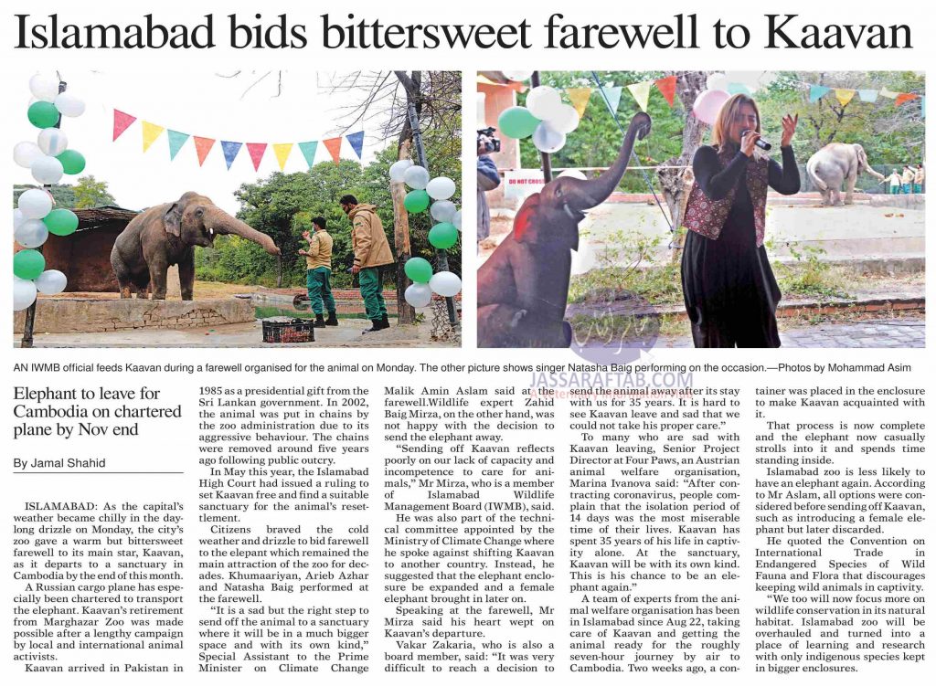 A farewell ceremony for elephant Kaavan