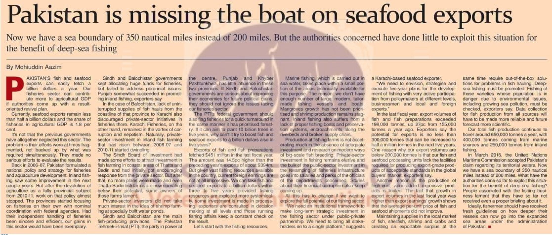 fish and Seafood Export Potential of Pakistan