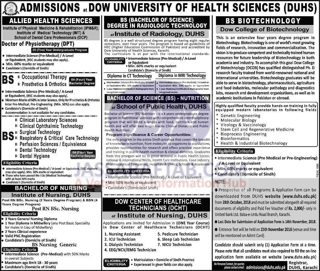 Admissions at DOW University