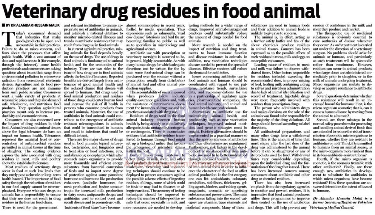Veterinary Drug Residues in Food Animals | Causes | Control