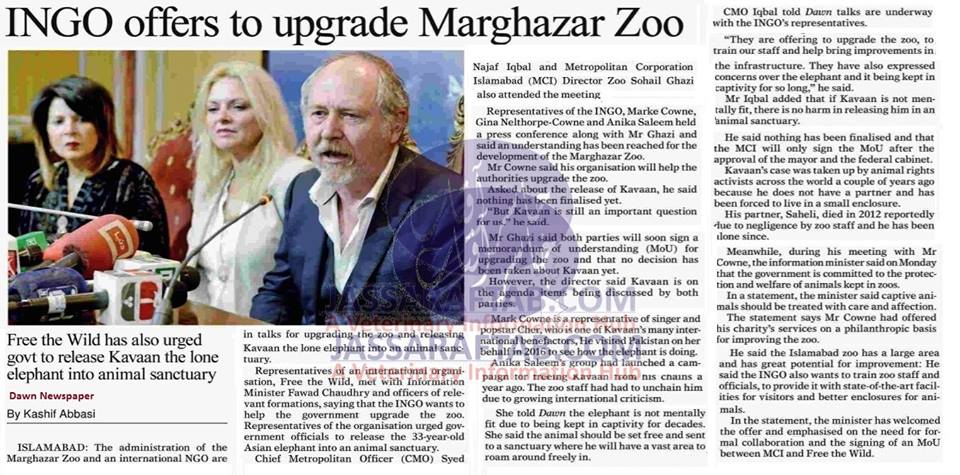 offer of INGO for upgradation of Murghazar Zoo