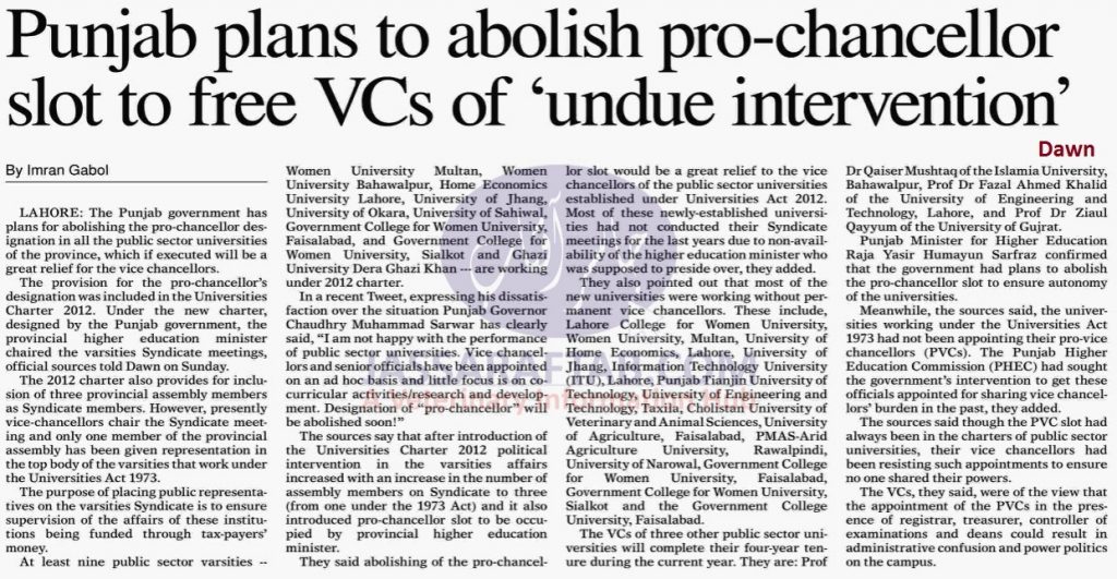 Pro Vice Chancellor abolishing