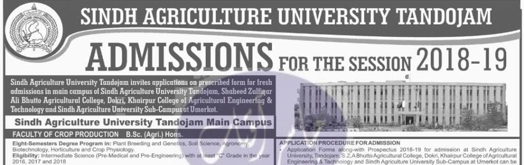 SAU Tandojam Admissions