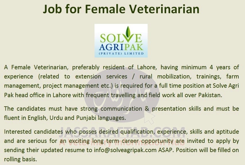 Solve Agri Female Vets Job