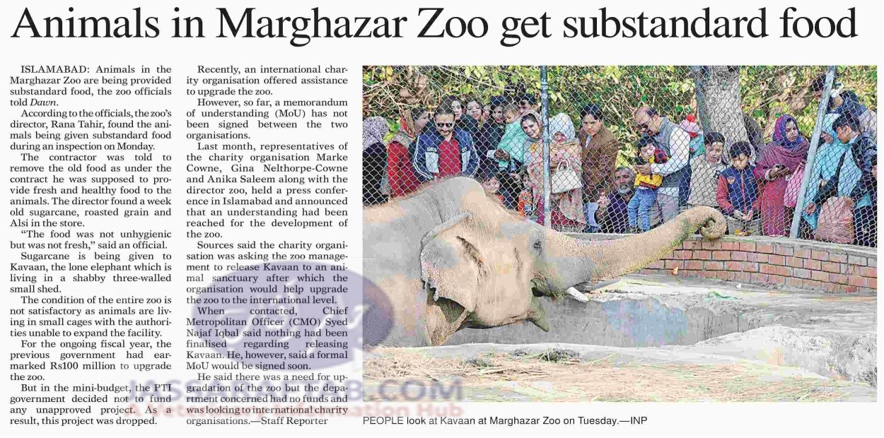 Substandard food being give to the animals of Zoo of Murghazar Zoo