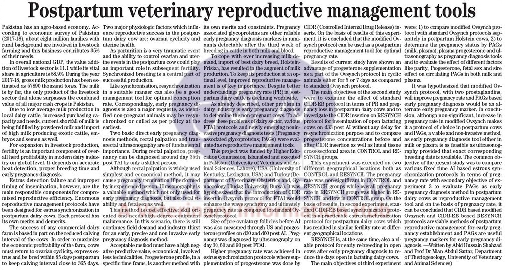 Reproductive management in dairy cattle. Success of dairy farming is based on regular breeding cycle & synchronized breeding with CIDR. Rectal palpation in cow