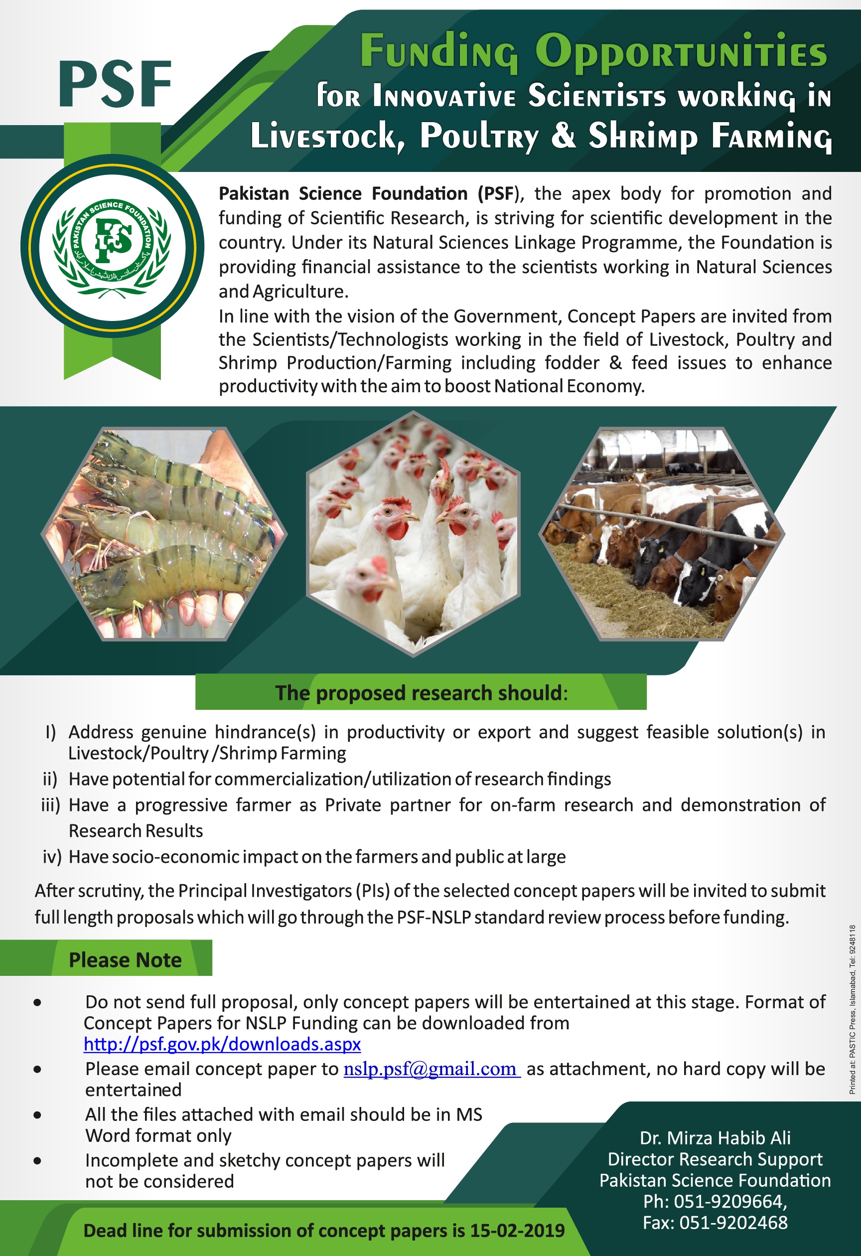 PSF Funding Opportunities for scientists interested in livestock, poultry and shrimp farming
