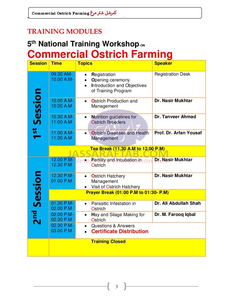 Training Workshop on Ostrich Farming