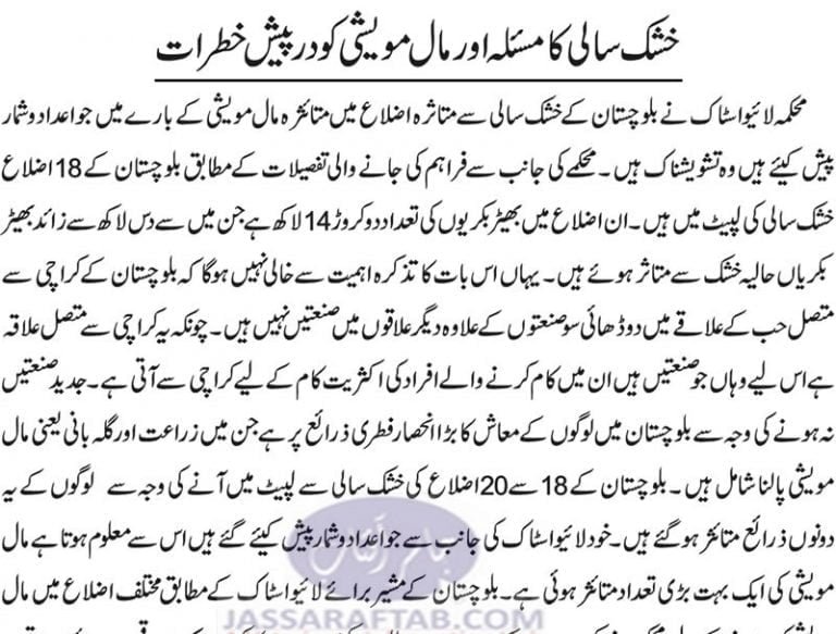 Draught in Balochistan and Threat to Livestock