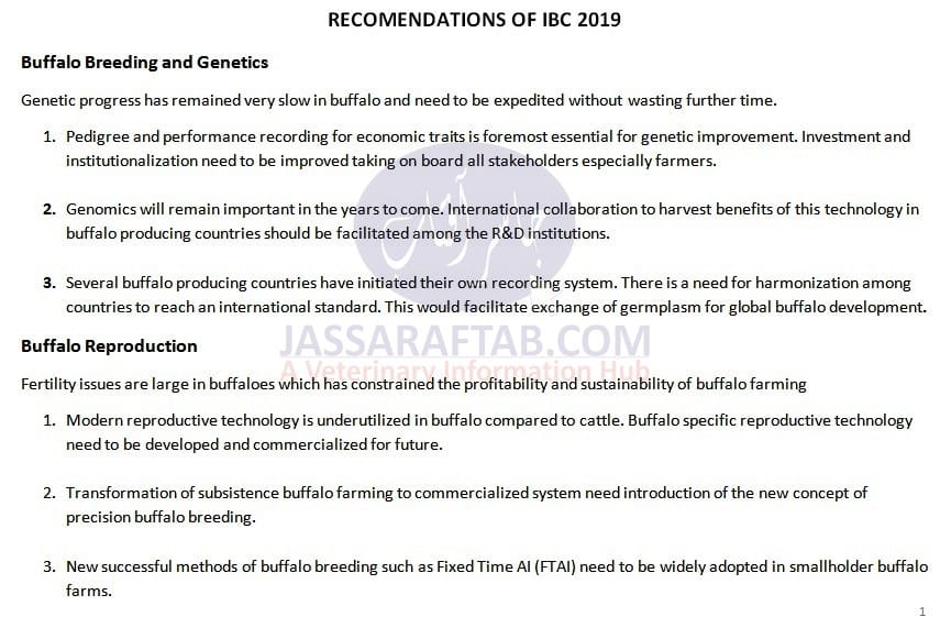 Recommendations of Buffalo Congress 2019.
