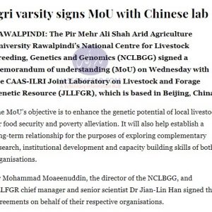 MOU with Chinese Lab