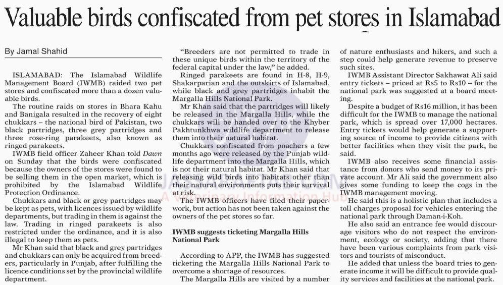 Raid on Pet Stores, Valuable birds confiscated