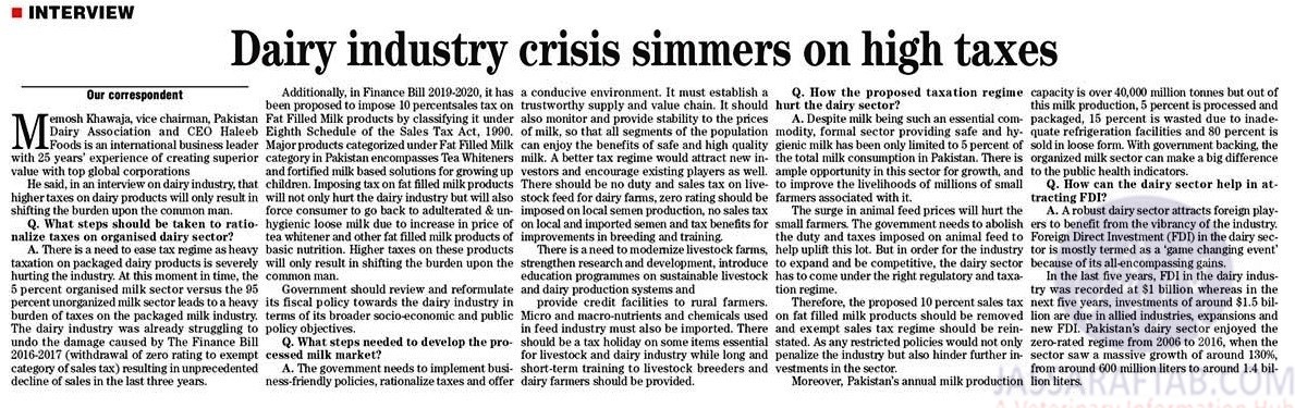 Taxes on dairy sector and Dairy Industry Crisis 