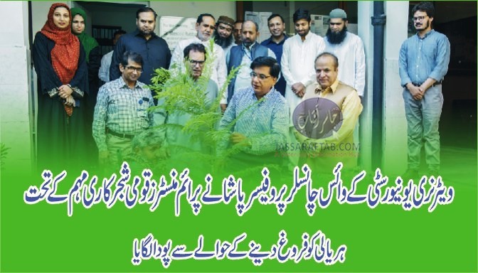 VC Prof Pasha planted a sapling to promote greenery at UVAS under PM National Plantation Campaign