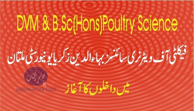 DVM& B.Sc(Hons)Poultry Science ویٹرنری فیکلٹی بہاءالدین زکریا یونیورسٹی ملتان میں داخلوں کا آغاز