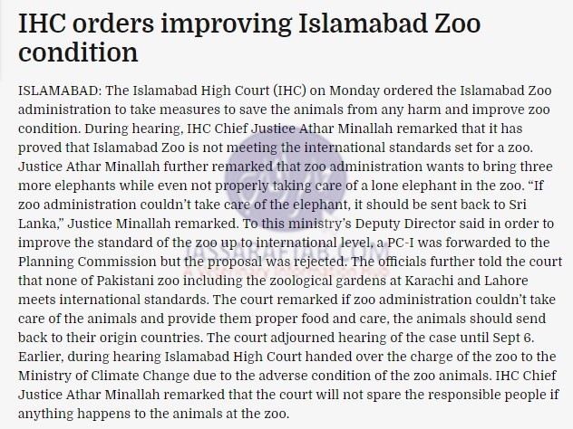 Islamabad zoo condition