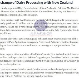 Exchange of Dairy Technology with New Zealand
