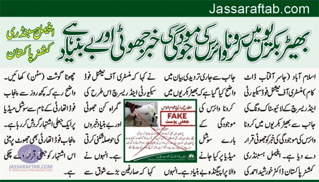 News of Coronavirus in sheep goat is baseless