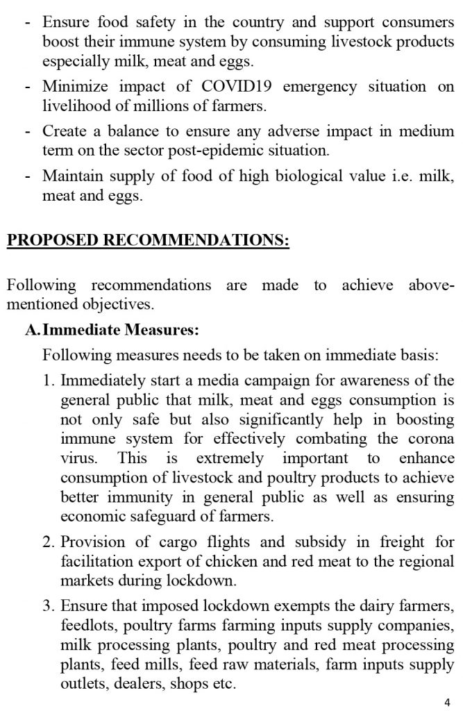 Recommendations for poultry and livestock sector