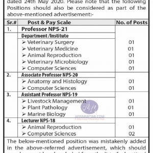 Job opportunities at Lasbela University of AgricultureJob opportunities at Lasbela University of Agriculture for Vets