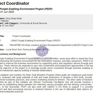Job for Senior Livestock Expert in USAID Project PEEP