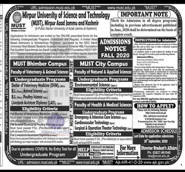 Admissions at MUST 