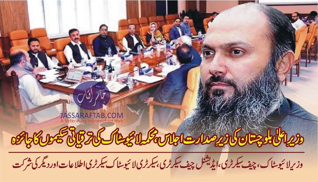 وزیراعلیٰ بلوچستان کی زیرصدارت اجلاس،محکمہ لائیوسٹاک کی ترقیاتی سکیموں کا جائزہ