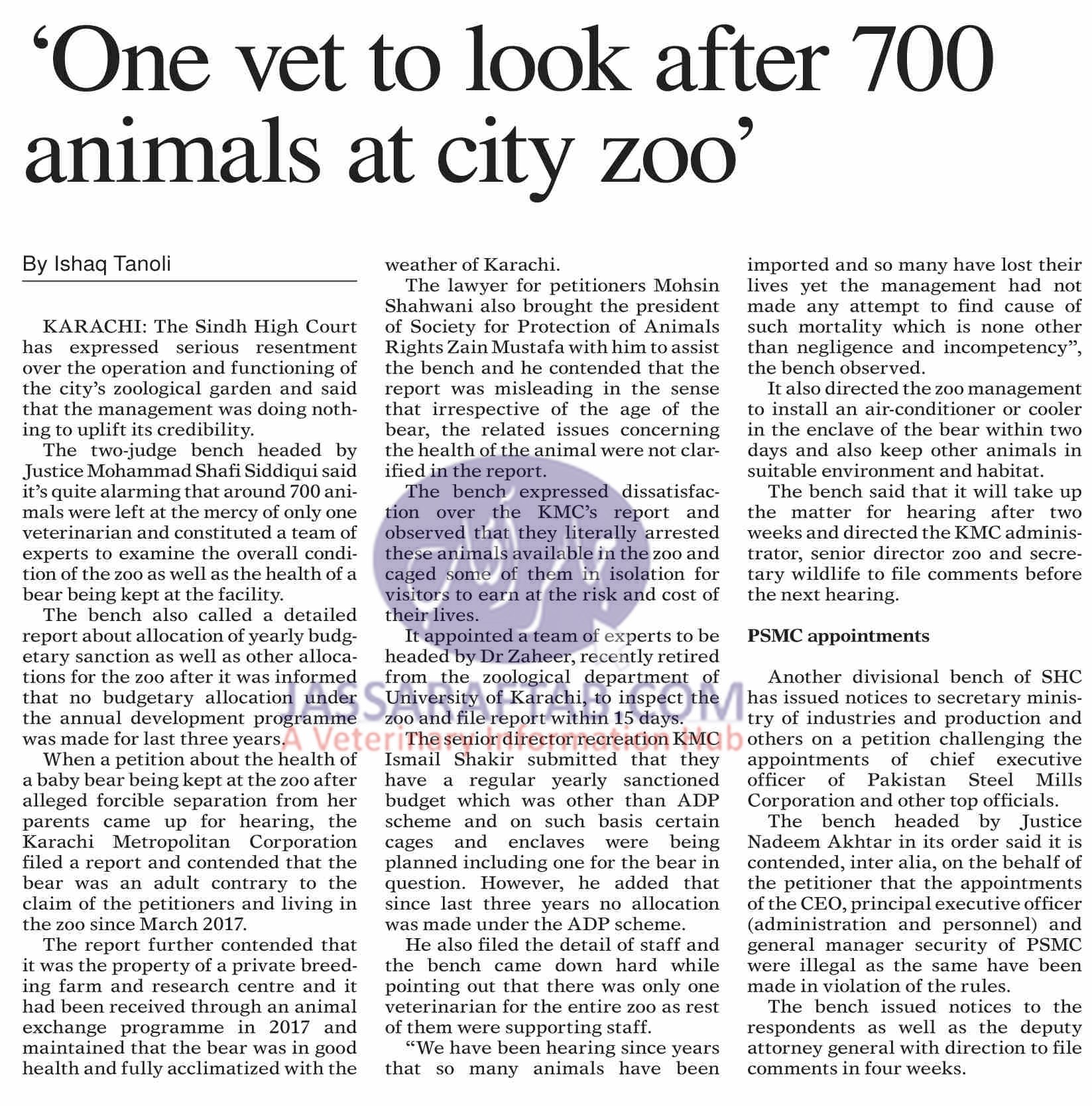  bear cub condition in Karachi Zoo