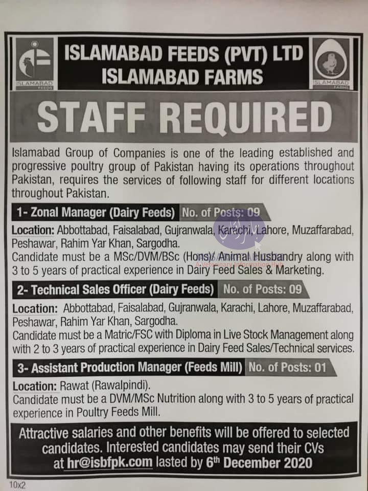 Poultry jobs for veterinary professionals at Islamabad feeds
