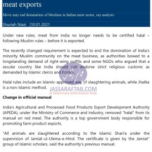Halal certificate no longer mandatory for Indian meat exports