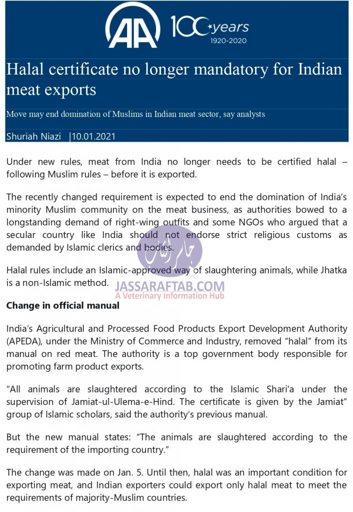 Halal certificate no longer mandatory for Indian meat exports