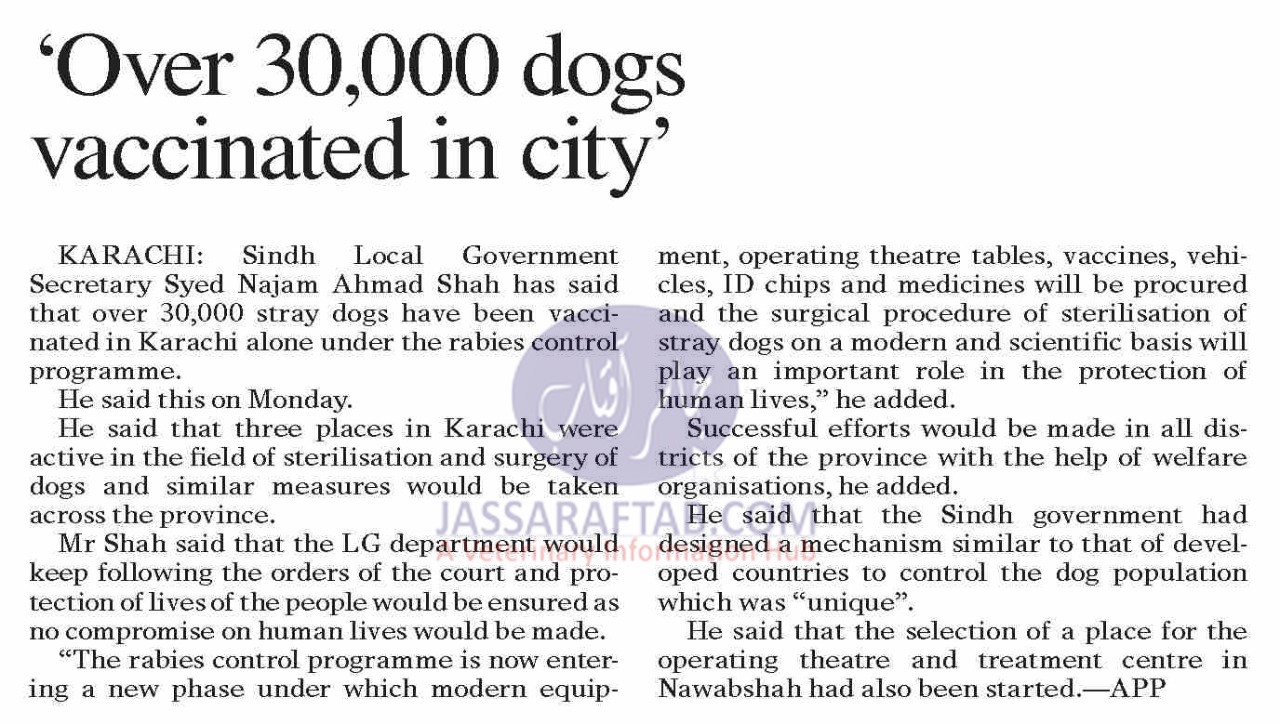 Dogs in Karachi Vaccination - Rabies Control in Karachi