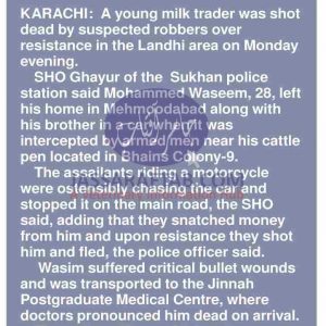 Milk trader shot dead by robbers
