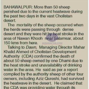 Animals dying due to water shortage in Cholistan