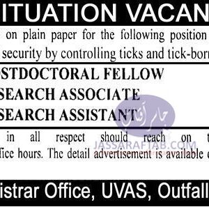 Jobs at UVAS - Postdoctoral Fellow