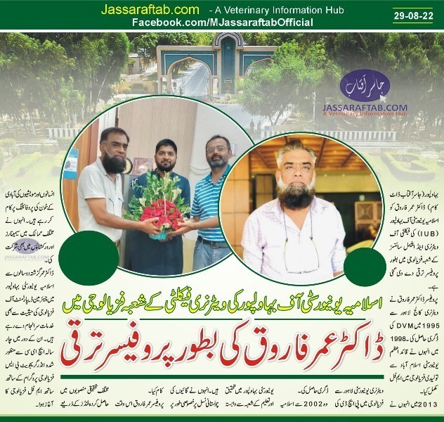 اسلامیہ یونیورسٹی بہاولپور میں ڈاکٹر عمر فاروق کی بطور پروفیسر ترقی
