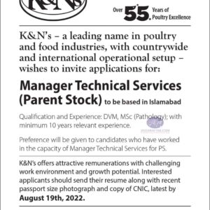 K&Ns Jobs in Parent Stock of Poultry