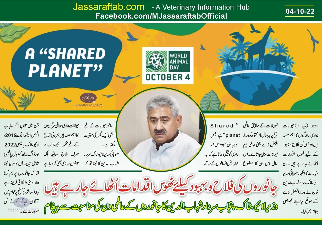 Message of Minister Livestock Punjab on World Animal Day