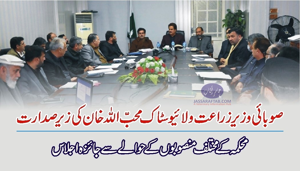 صوبائی وزیر زراعت و لائیوسٹاک محب اللہ خان کی زیرصدارت محکمہ کے جاری منصوبوں کے حوالے سے اجلاس