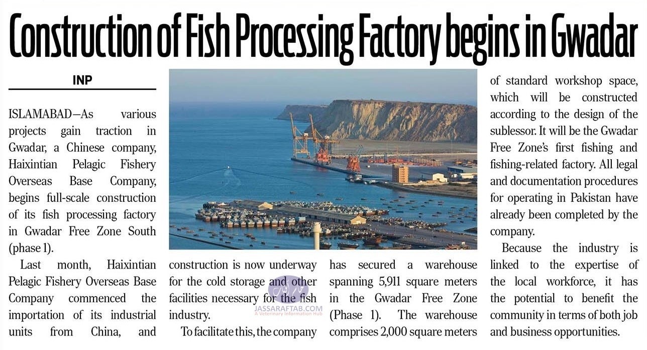 Construction of fish processing factory begins in Gawadar