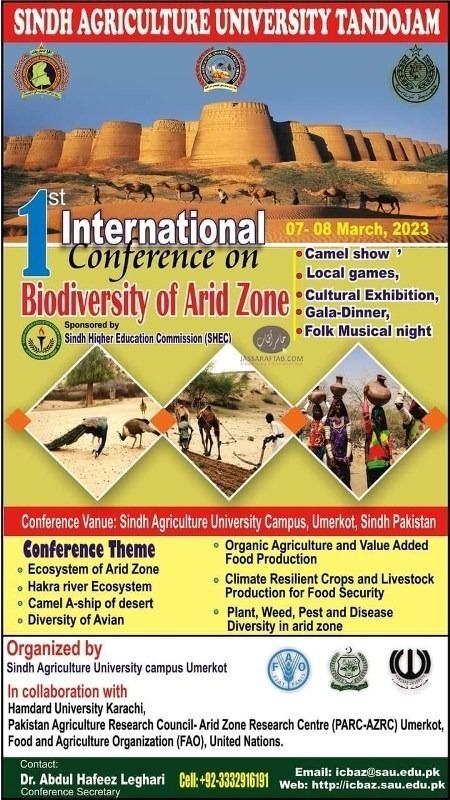 Biodiversity of Arid Zoneکے موضوع پر سندھ ایگریکلچریونیورسٹی میں پہلی انٹرنیشنل کانفرنس کا انعقاد ہو گا